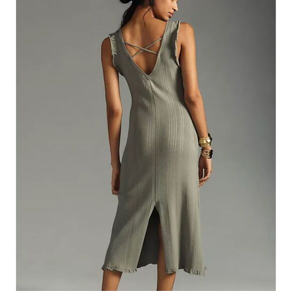 Anthropologie Daily Practice Ribbed Sweater Midi Dress 2X Sleeveless Knit Maxi - Picture 2 of 16